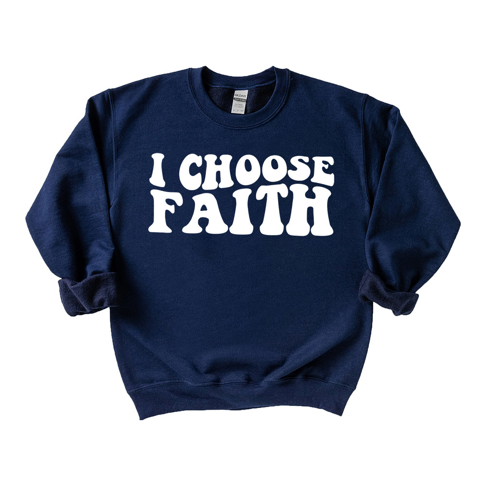 Retro I Choose Faith Wavy | Youth Sweatshirt