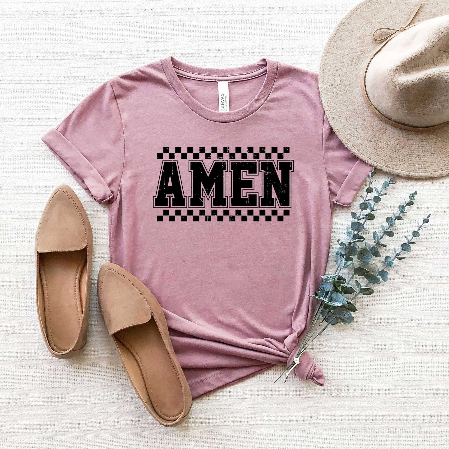 Amen Checkered | Short Sleeve Crew Neck