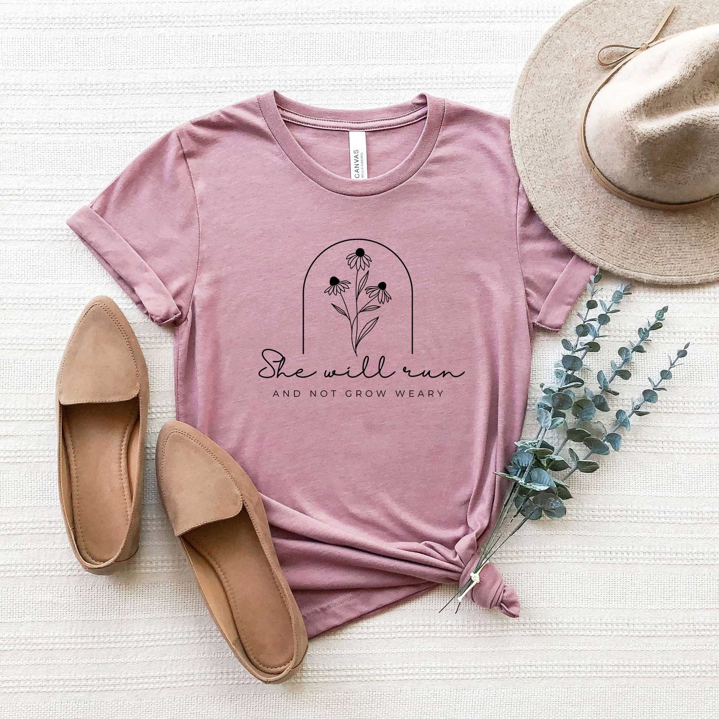 She Will Run Flowers | Short Sleeve Crew Neck