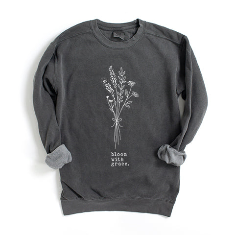 Bloom With Grace Bouquet | Garment Dyed Sweatshirt