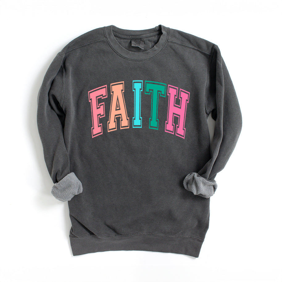 Faith Block Colorful | Garment Dyed Sweatshirt