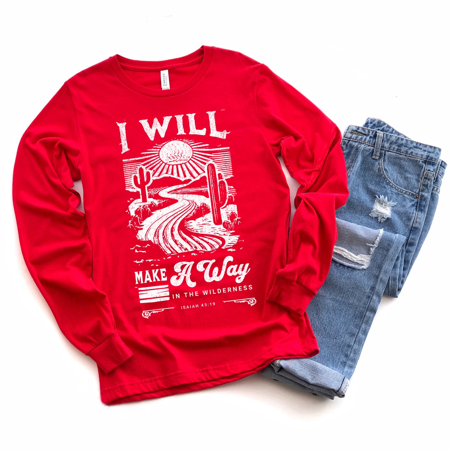 I Will Make a Way Cactus | Long Sleeve Crew Neck