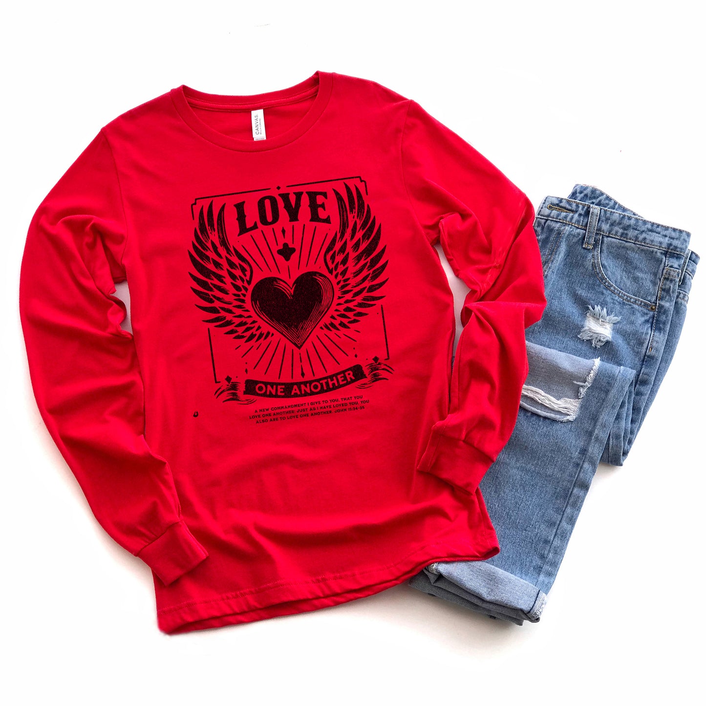 Love One Another Wings | Long Sleeve Crew Neck