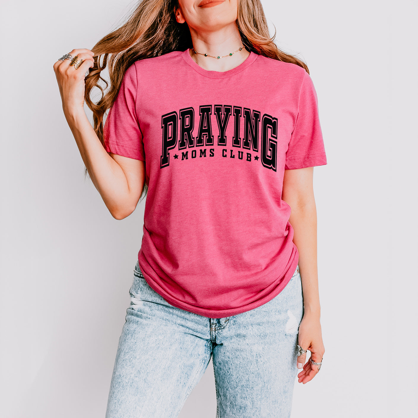 Praying Moms Club Varsity | Short Sleeve Crew Neck