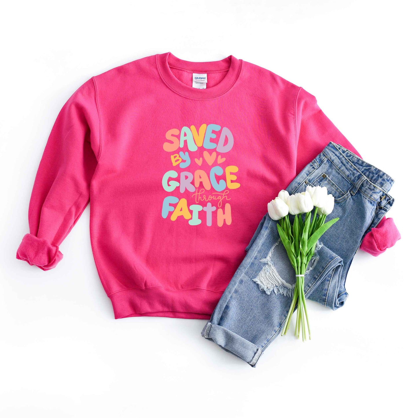 Saved By Grace Hearts | Sweatshirt