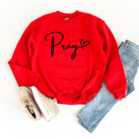 Pray Heart Cursive | Youth Sweatshirt