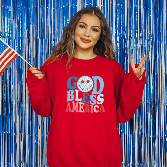 God Bless America Smiley | Sweatshirt