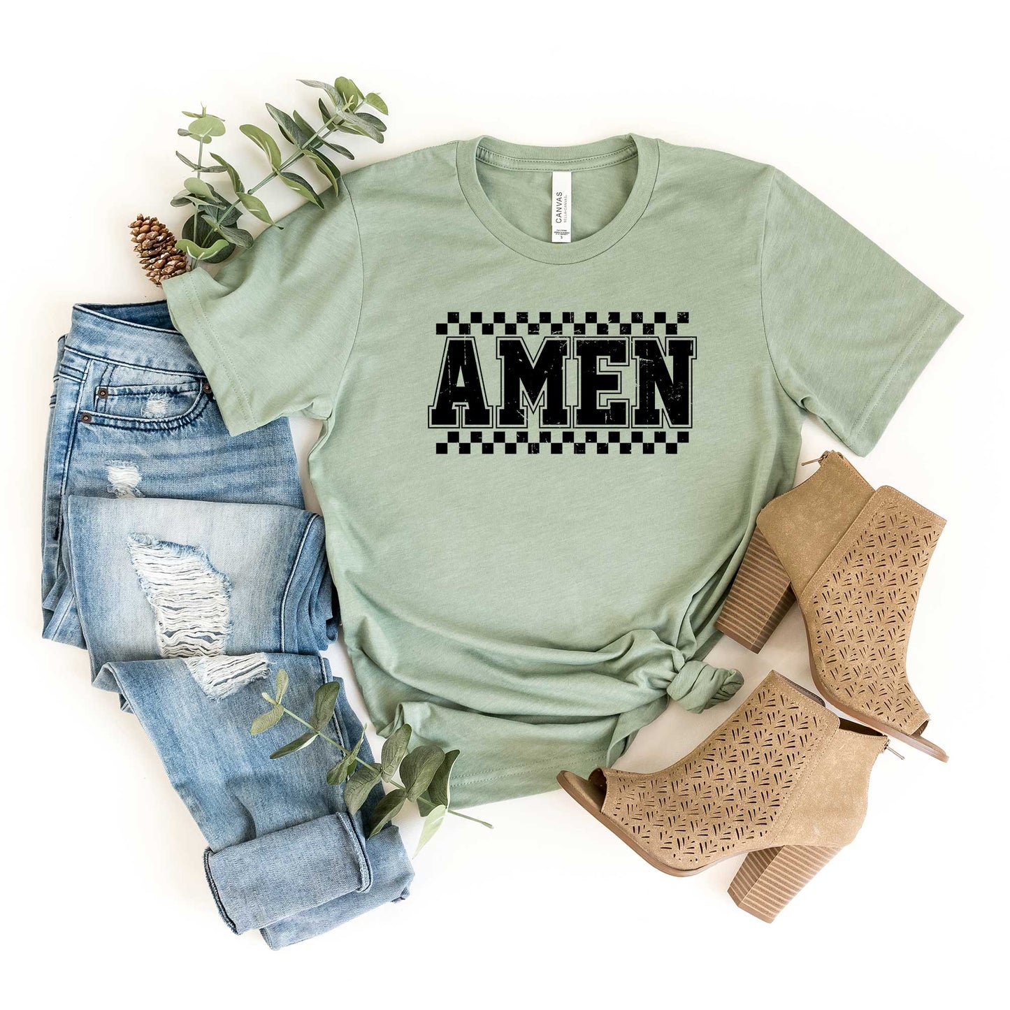 Amen Checkered | Short Sleeve Crew Neck