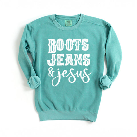 Boots Jeans And Jesus | Garment Dyed Sweatshirt