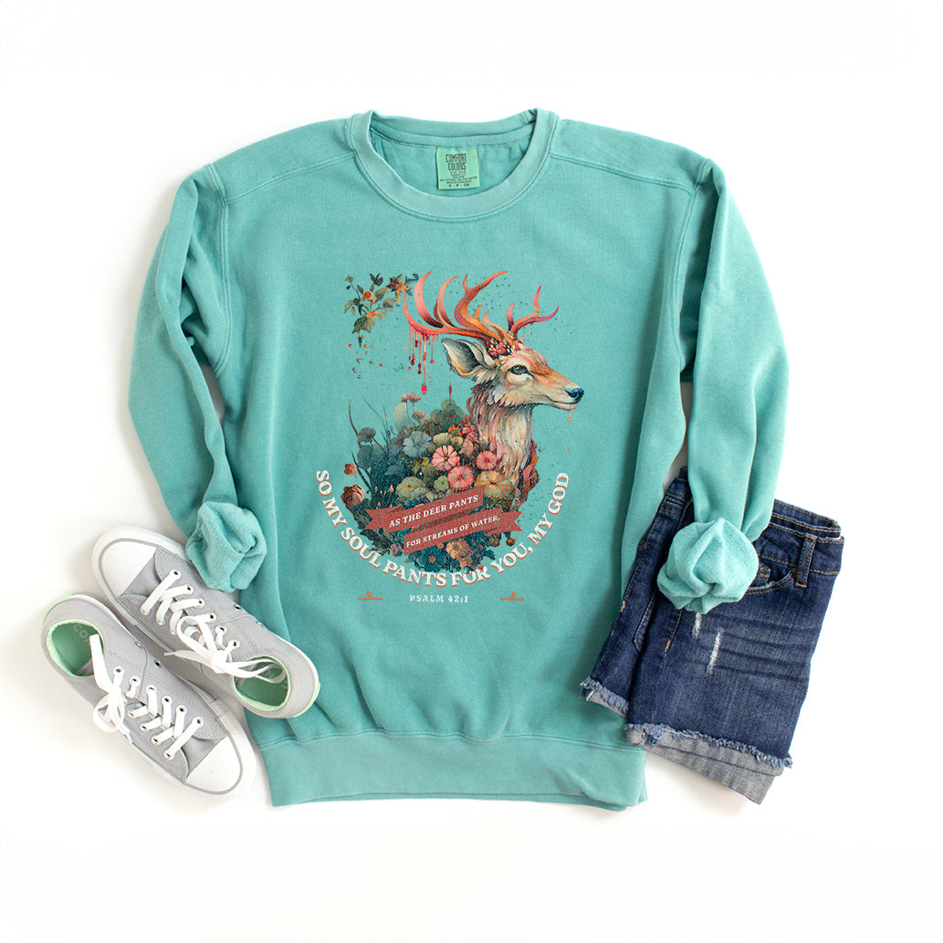 Deer Floral | Garment Dyed Sweatshirt