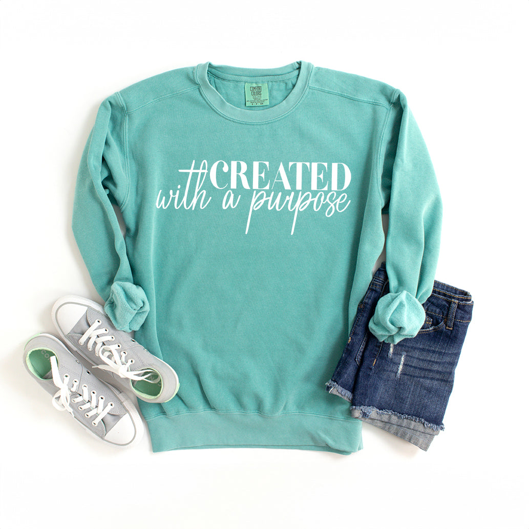 Created With Purpose Cursive | Garment Dyed Sweatshirt