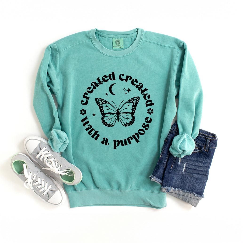 Created With Purpose Butterfly | Garment Dyed Sweatshirt