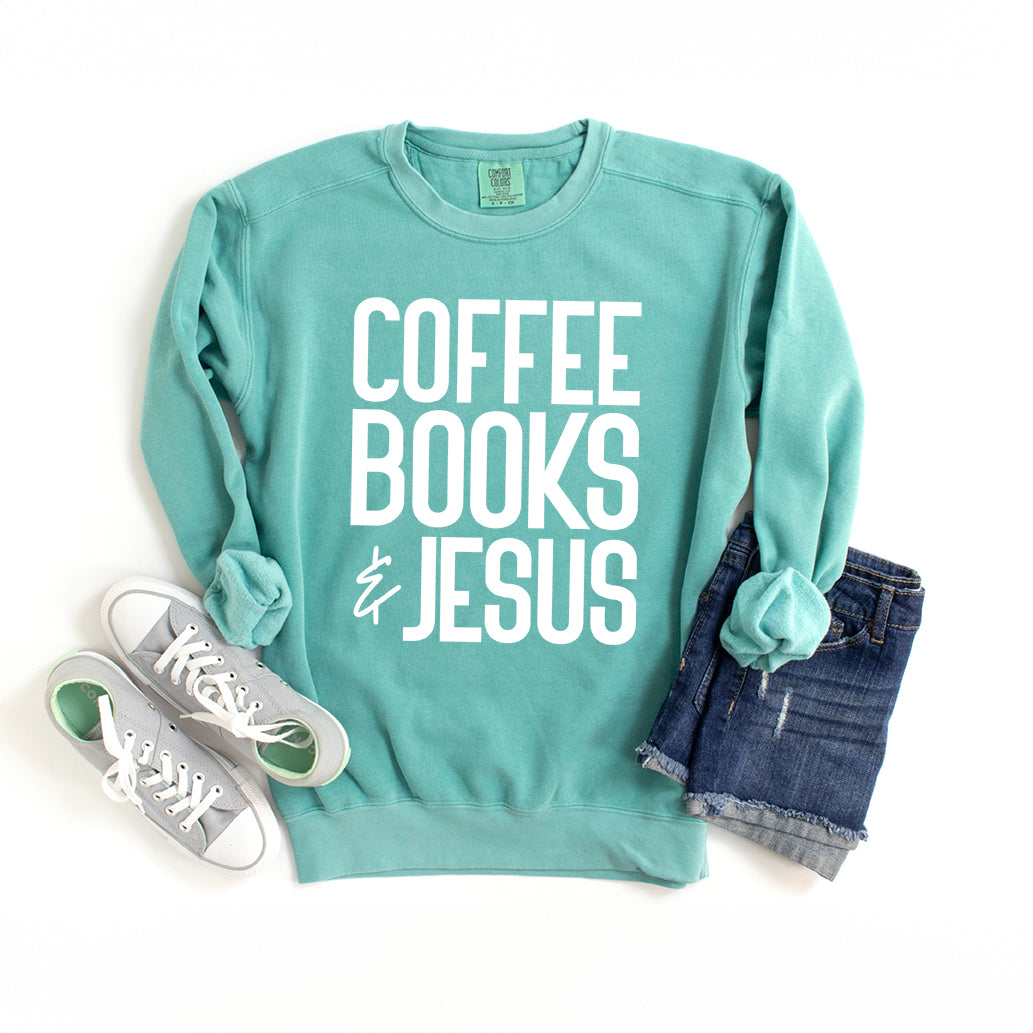 Coffee Books Jesus | Garment Dyed Sweatshirt