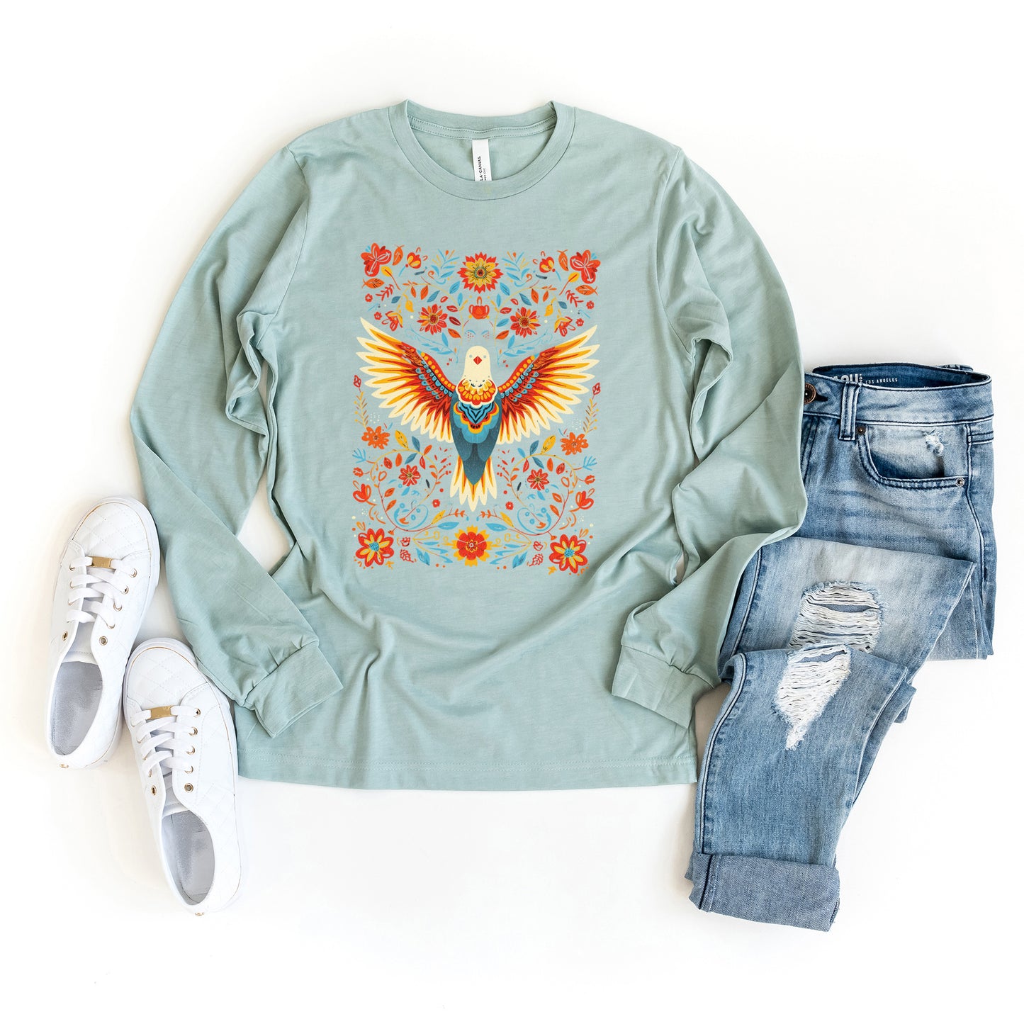 Holy Spirit Dove Floral | Long Sleeve Crew Neck