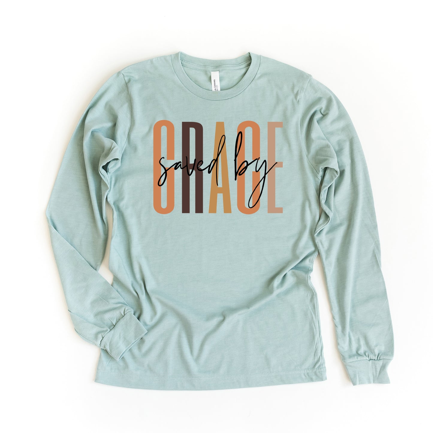 Saved By Grace Cursive | Long Sleeve Crew Neck