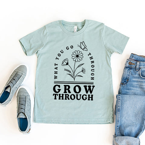 Grow Through What You Go Through Flowers | Youth Short Sleeve Crew