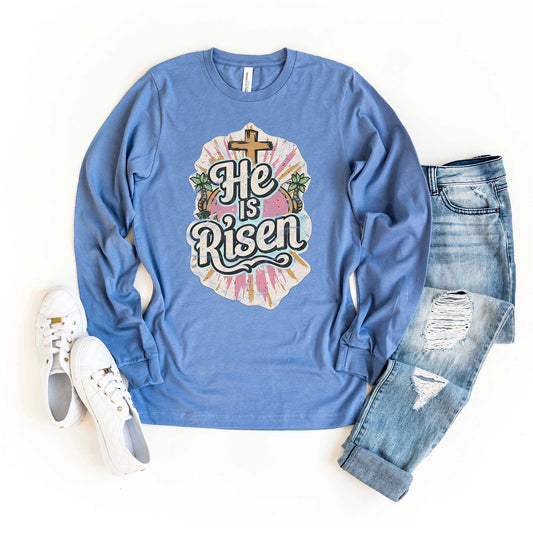 He Is Risen Distressed | Long Sleeve Crew Neck