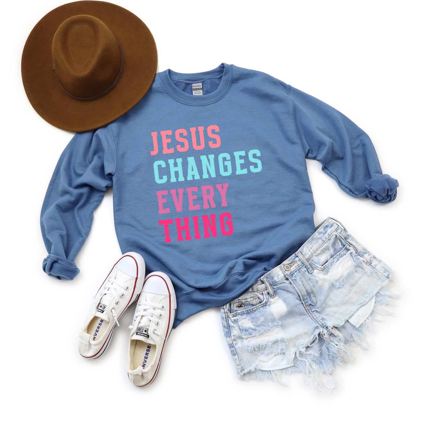 Jesus Changes Block Colorful | Graphic Sweatshirt