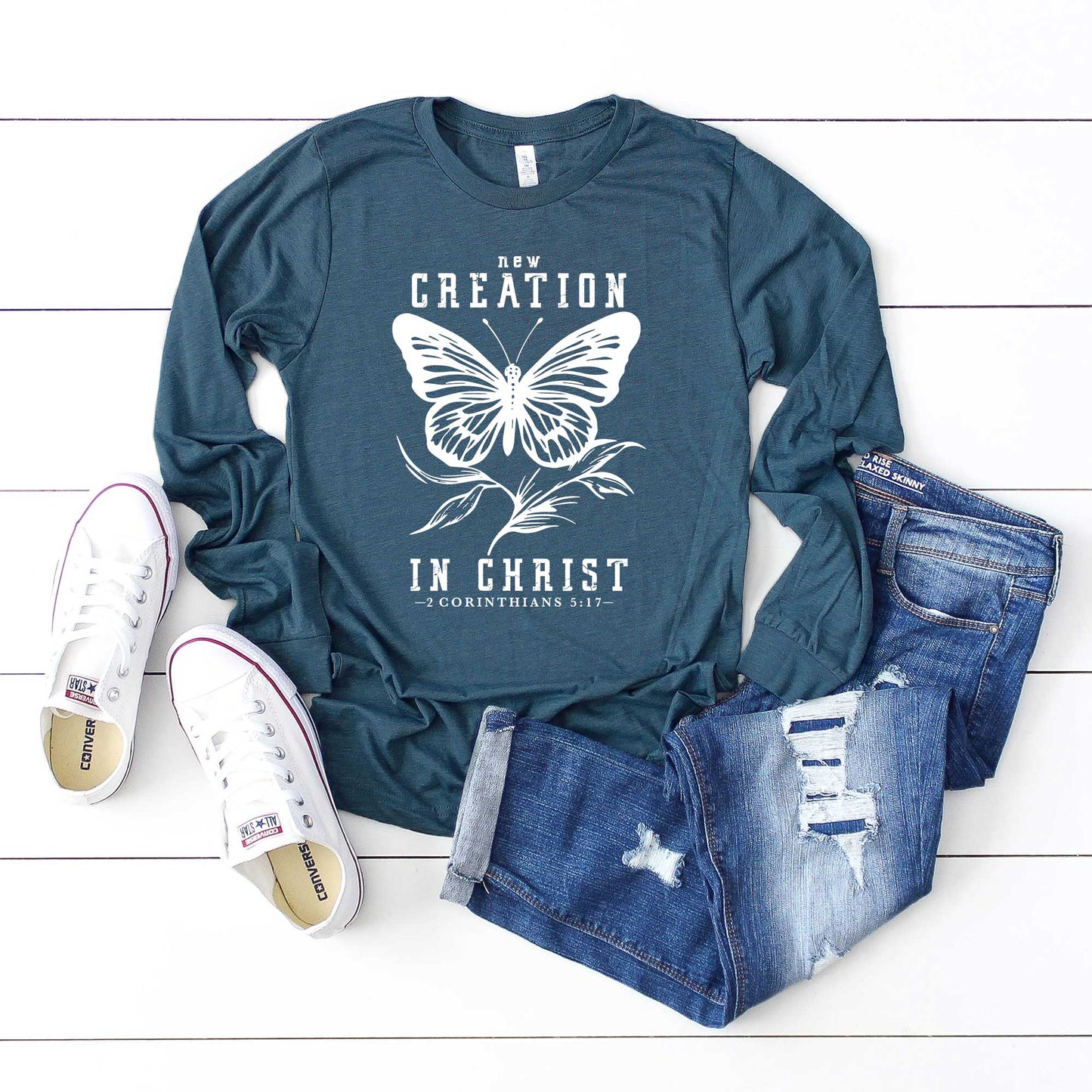 New Creation In Christ Butterfly | Long Sleeve Crew Neck