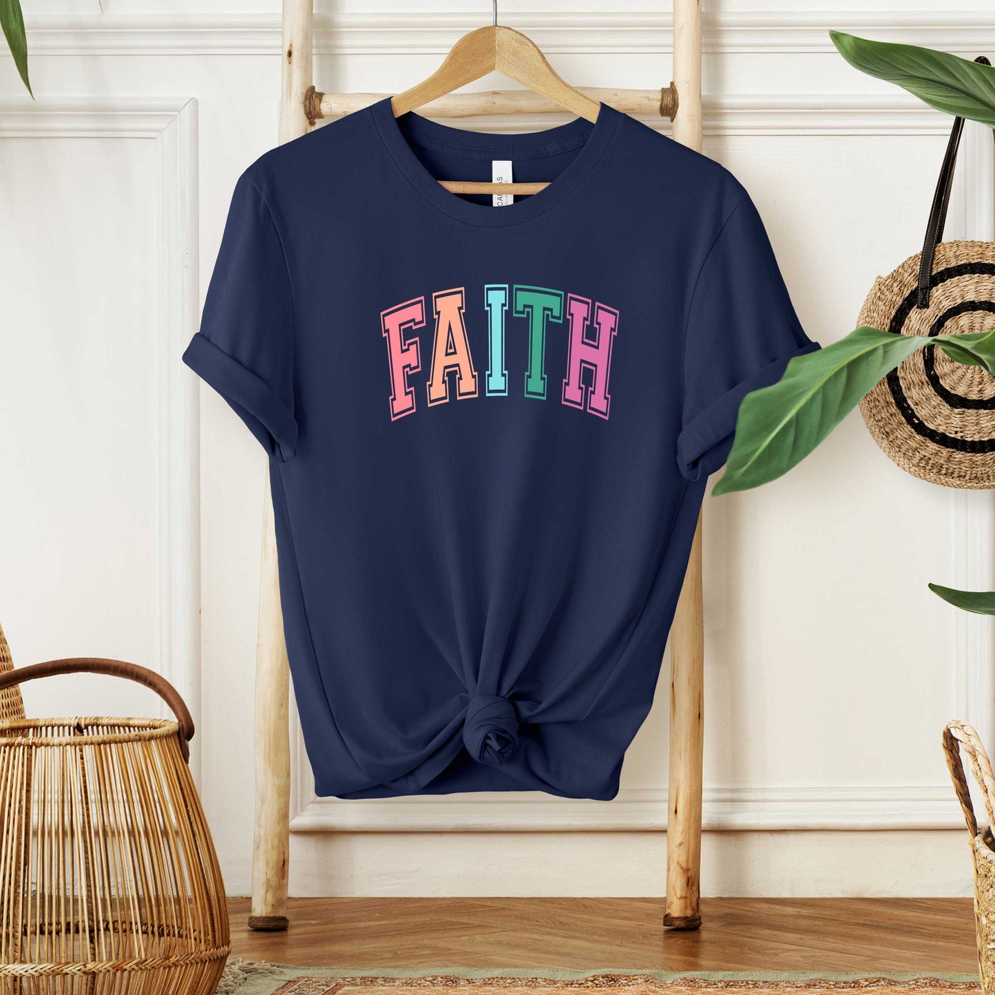 Faith Block Colorful | Short Sleeve Crew Neck