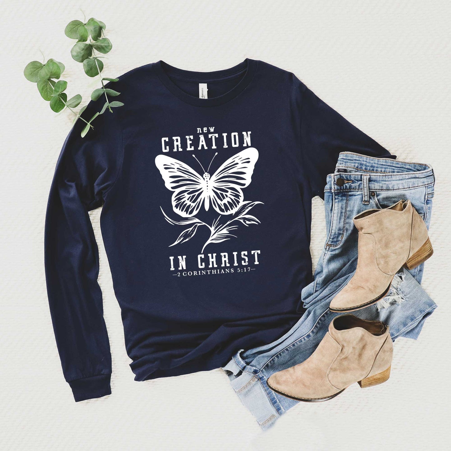 New Creation In Christ Butterfly | Long Sleeve Crew Neck