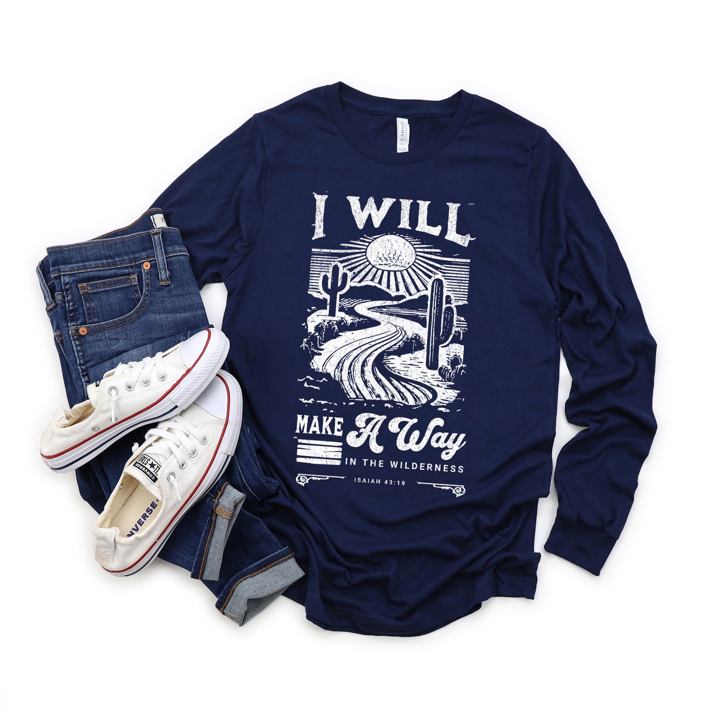 I Will Make a Way Cactus | Long Sleeve Crew Neck