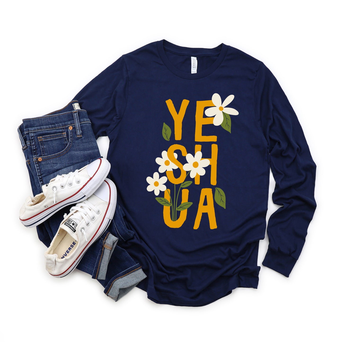 Floral Yeshua | Long Sleeve Crew Neck