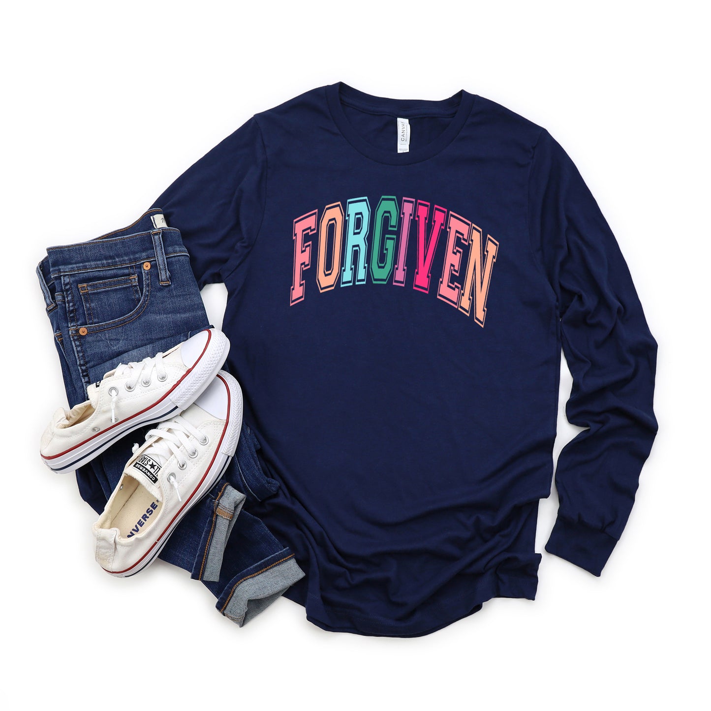 Forgiven Block Colorful | Long Sleeve Crew Neck