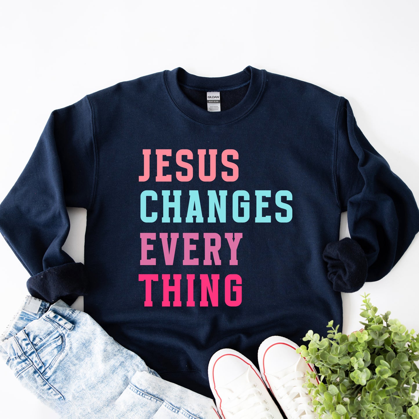 Jesus Changes Block Colorful | Graphic Sweatshirt