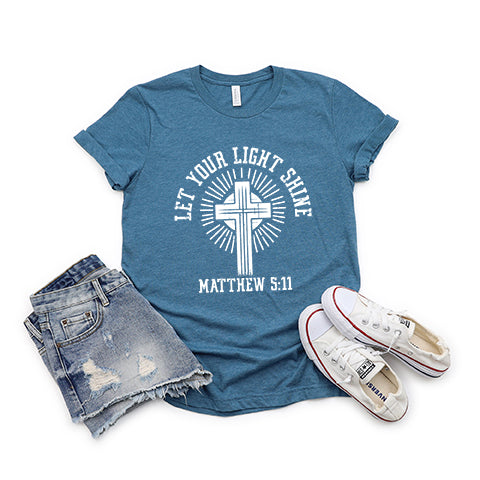 Let Your Light Shine Cross Youth Short Sleeve Crew