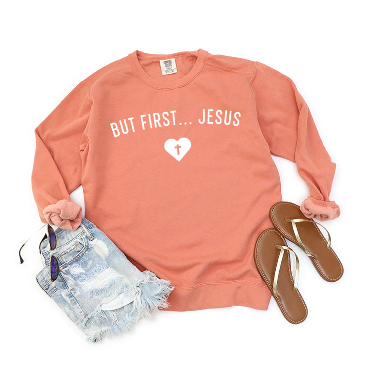 But First Jesus Heart | Garment Dyed Sweatshirt