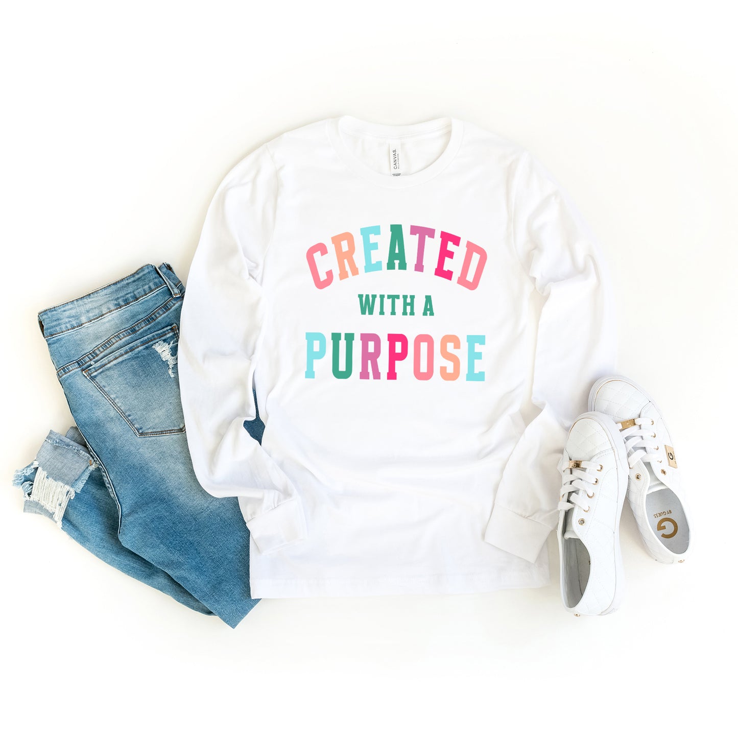 Created With A Purpose Colorful | Long Sleeve Crew Neck