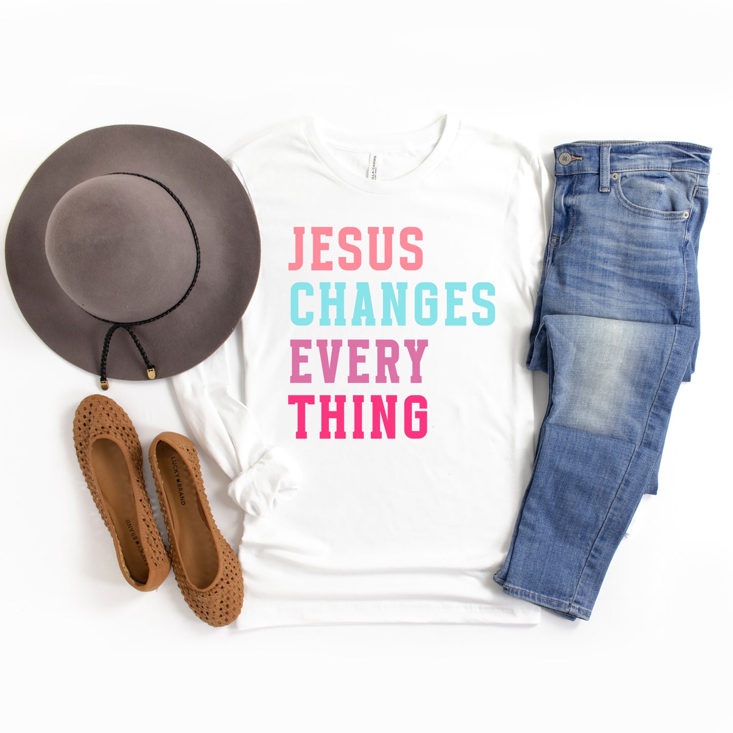 Jesus Changes Block Colorful | Long Sleeve Crew Neck