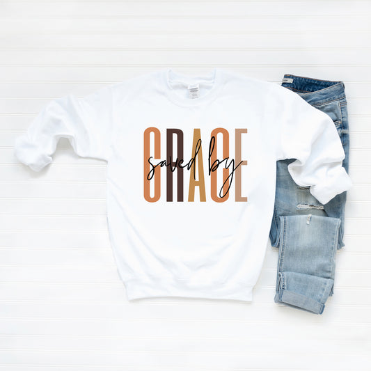 Saved By Grace Cursive | Sweatshirt