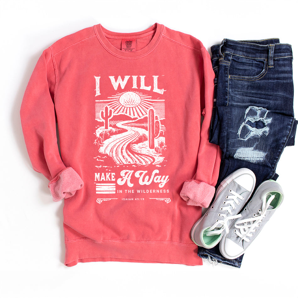 I Will Make A Way Cactus | Garment Dyed Sweatshirt