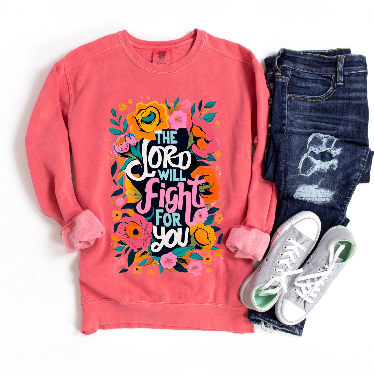 The Lord Will Fight For You | Garment Dyed Sweatshirt