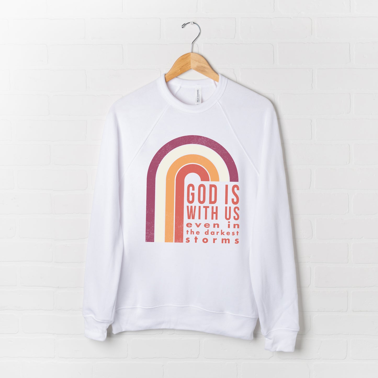 God Is With Us Rainbow | Bella Canvas Premium Sweatshirt
