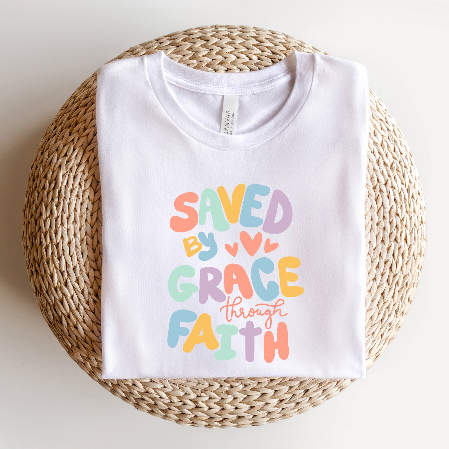 Saved By Grace Hearts | Short Sleeve Crew Neck