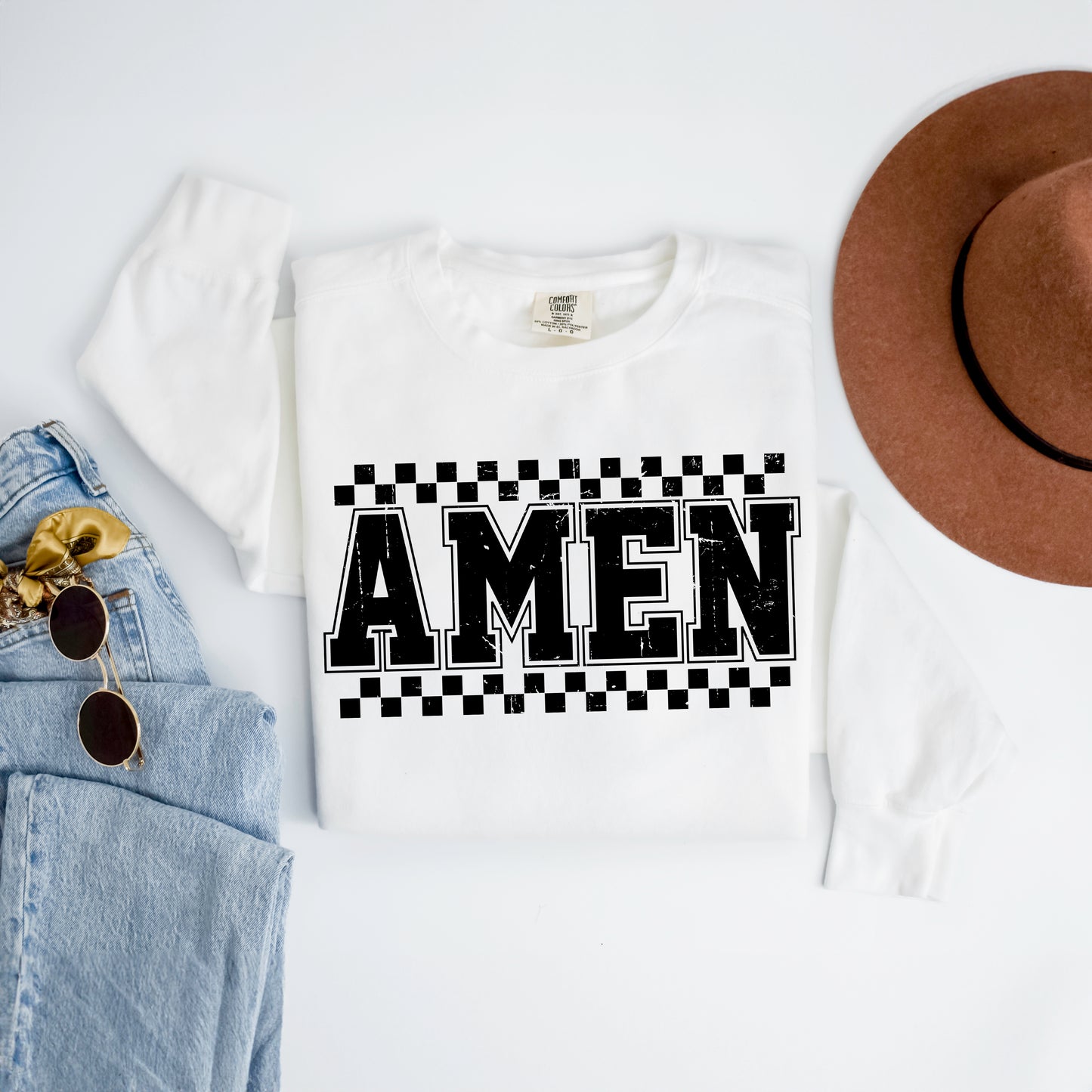 Amen Checkered | Garment Dyed Sweatshirt