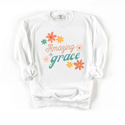 Amazing Grace Flowers | Garment Dyed Sweatshirt