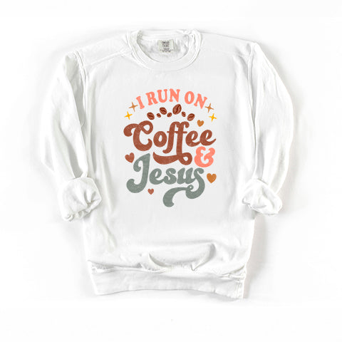 Coffee And Jesus Colorful | Garment Dyed Sweatshirt