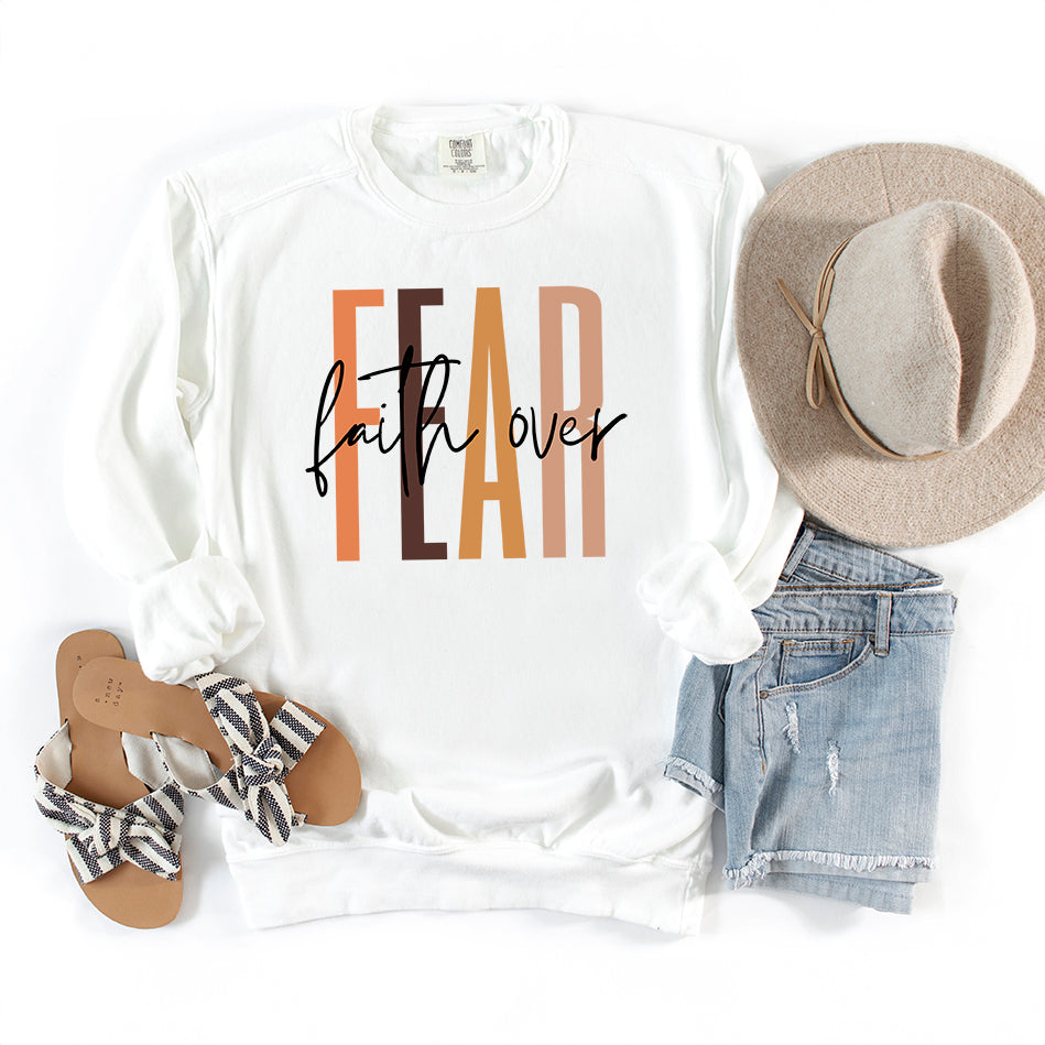 Faith Over Fear Cursive | Garment Dyed Sweatshirt