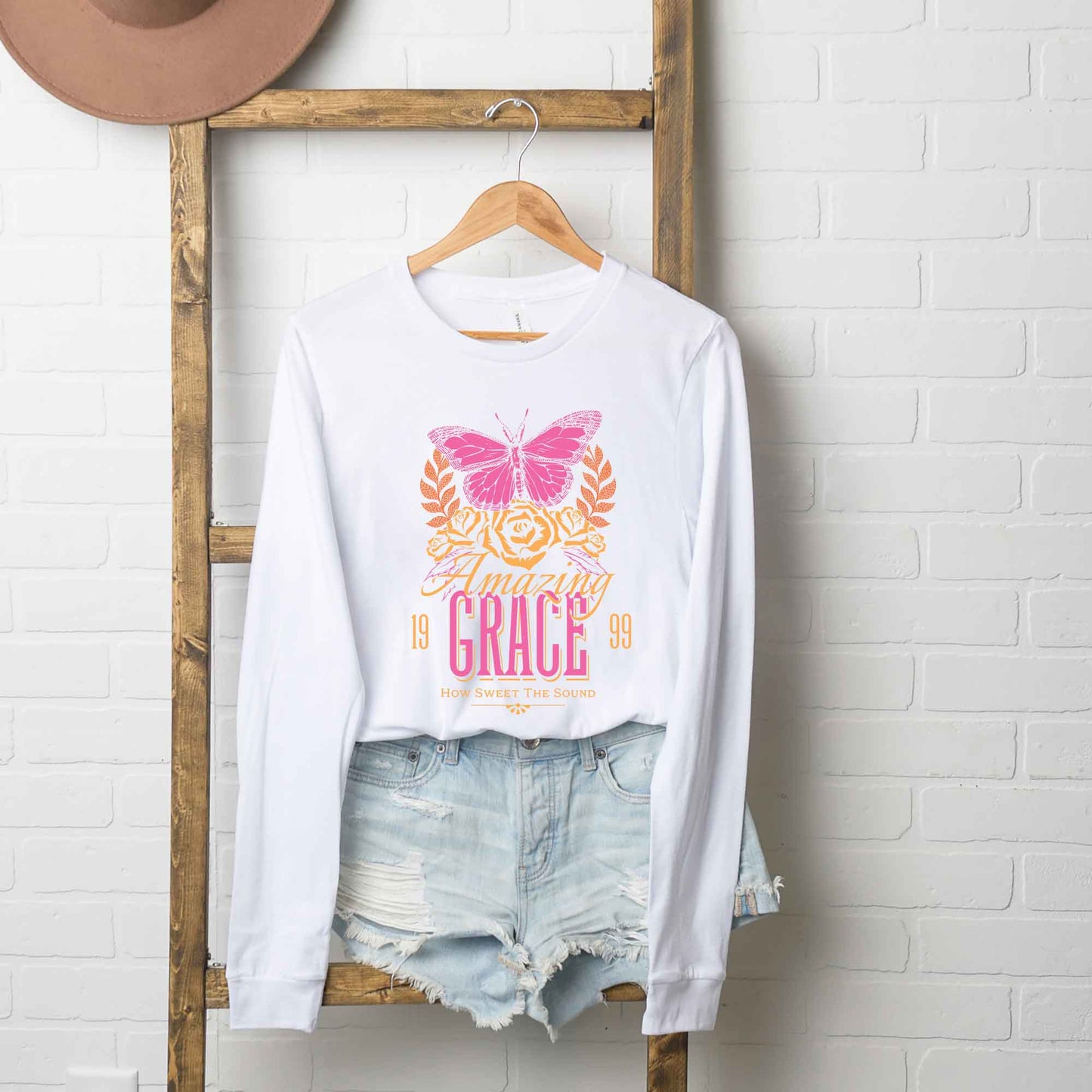 Amazing Grace Butterfly  | Long Sleeve Crew Neck