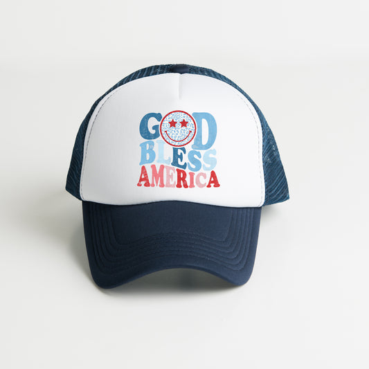 God Bless America Smiley | Foam Trucker Hat