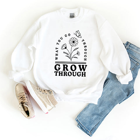 Grow Through What You Go Through Flowers | Youth Sweatshirt