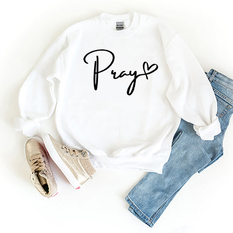 Pray Heart Cursive | Youth Sweatshirt