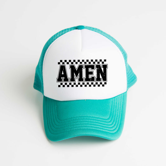 Amen Checkered | Foam Trucker Hat