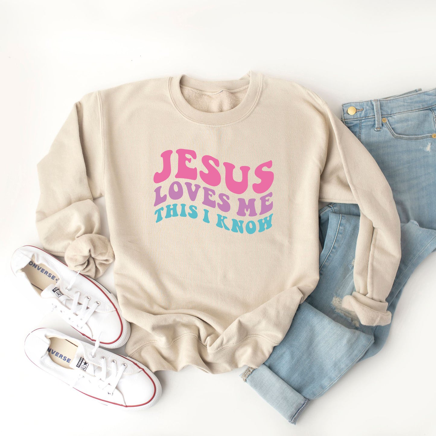 Jesus Loves Me This I Know Wavy | Sweatshirt