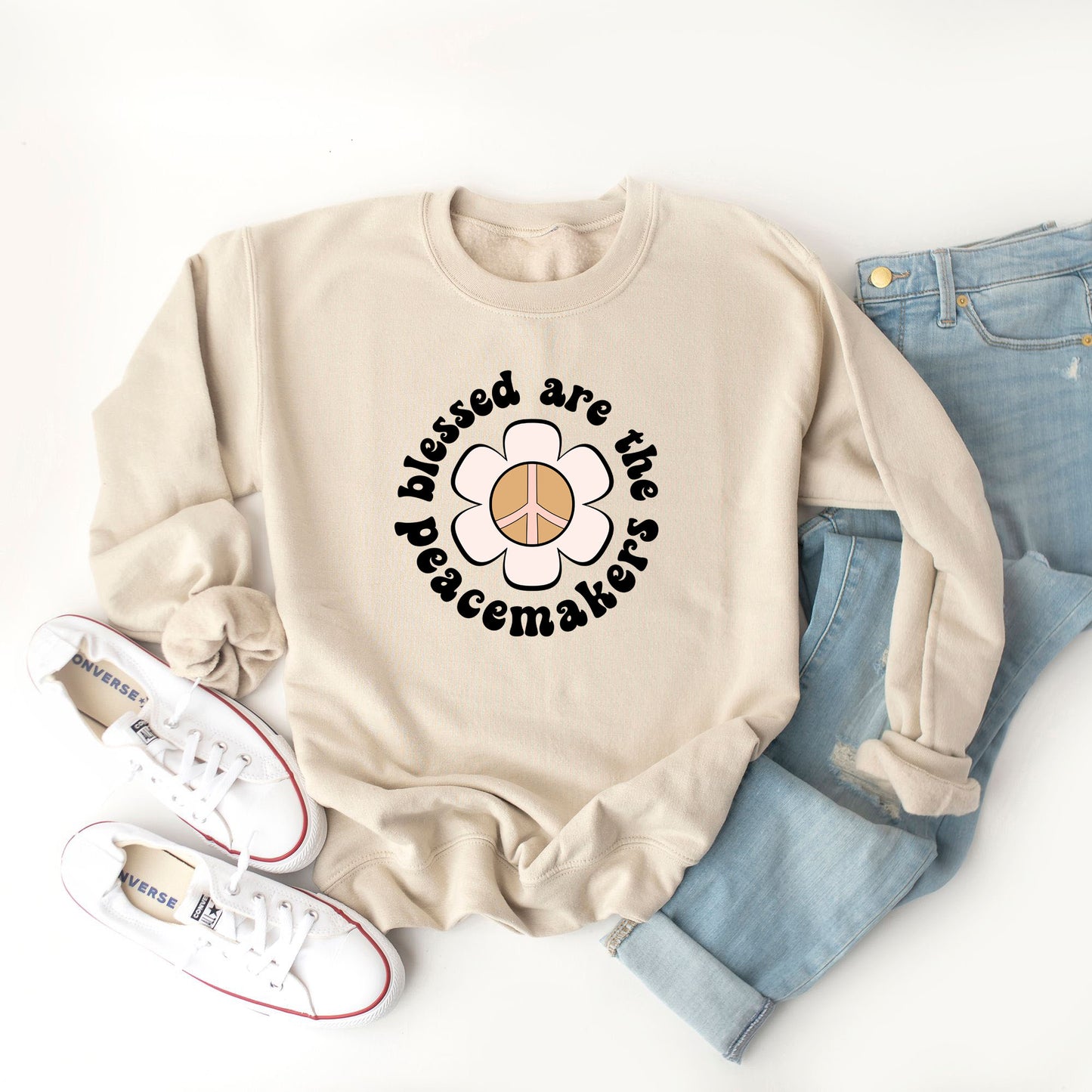 Blessed Are The Peacemakers Flower | Sweatshirt