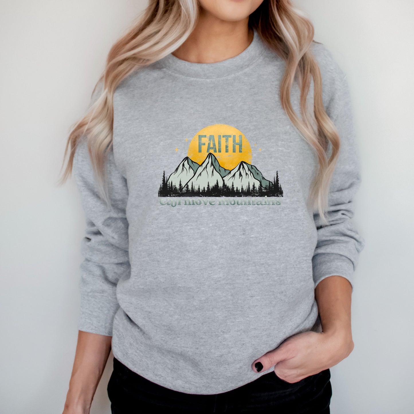 Retro Faith Can Move Mountains | Sweatshirt